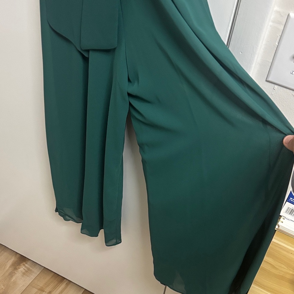 Vince Camuto Womens Georgette Smocked Halter Jumpsuit Green XS Dress - Picture 4 of 10